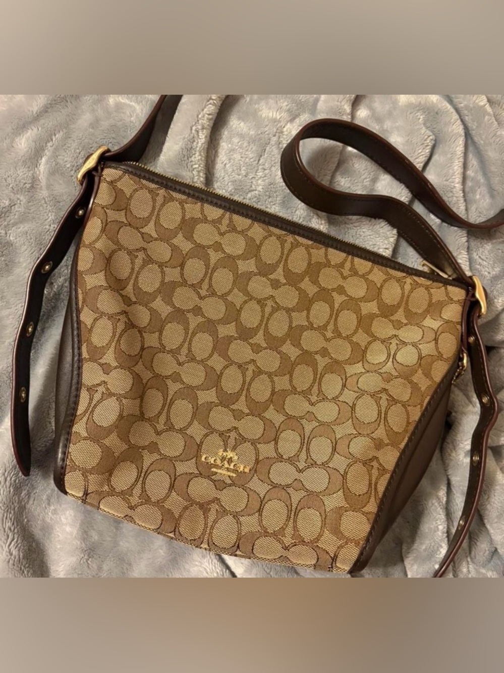 Coach Brown Signature Canvas Crossbody with Dark Leather Trim - Picture 12 of 16